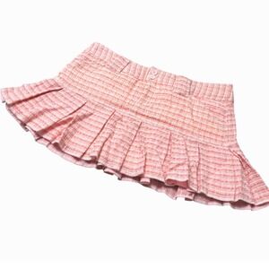 Vintage Y2K Aeropostale Pink Tweed Pleated Mini Skirt Womens 9/10